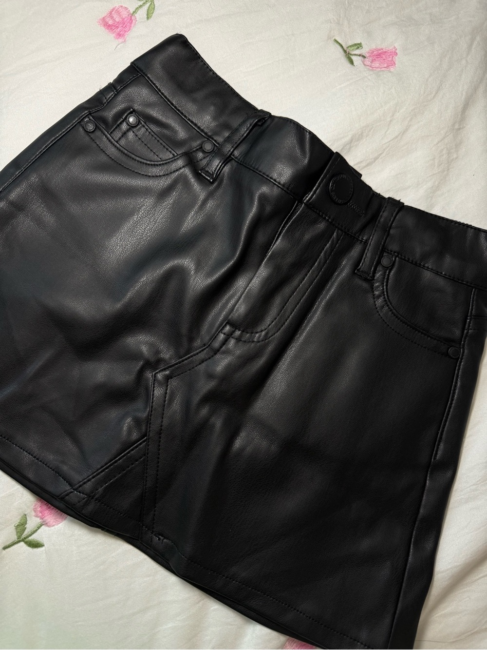 Cotton On Black Faux Leather Mini Skirt